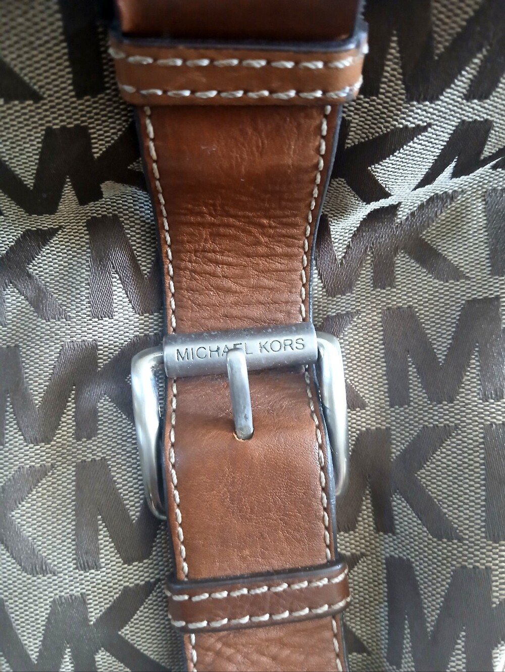 Vintage Michael Kors Brown MK Logo Canvas Satchel with Leather Trim - Picture 2 of 13